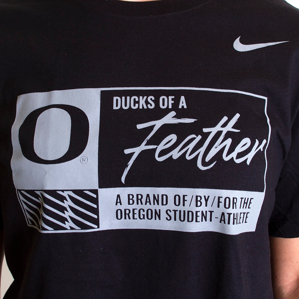 Classic Oregon O, Nike, Black, Crew Neck, Cotton, Men, Unisex, Division Street, Ducks of a Feather, T-Shirt, 751009